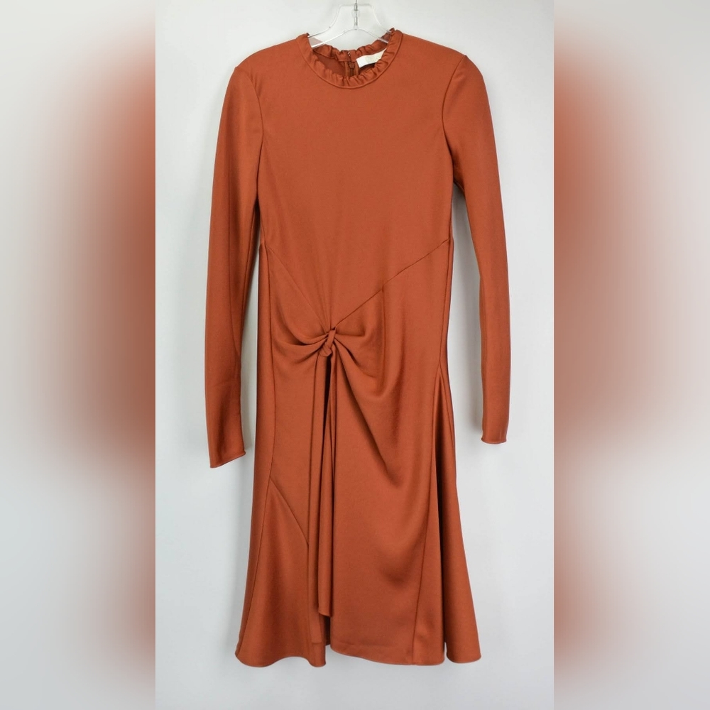 NWT sz Fr44 (12) Chloe rushed tie front satin crepe dress
